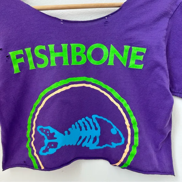 Purple Fishbone Off the Shoulder Crop Top - Image 2