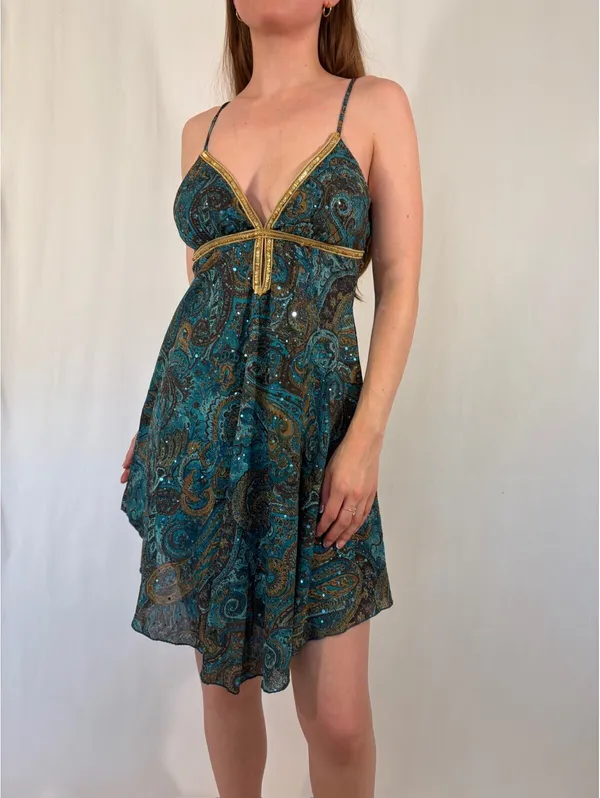 Fairy Boho Sparkly Paisley My Michelle Y2K Vintage Dress - Image 3
