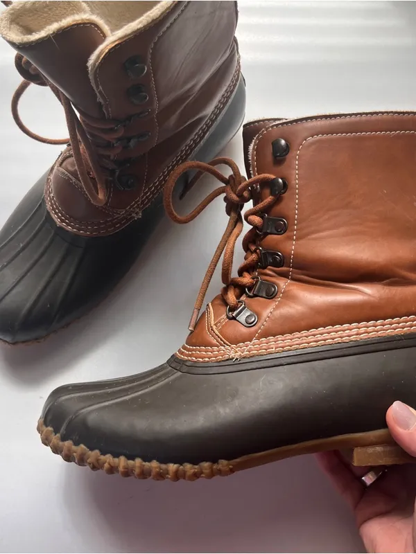 Women's Tan Waterproof Duck Boots with Faux Fur Lining - Image 2