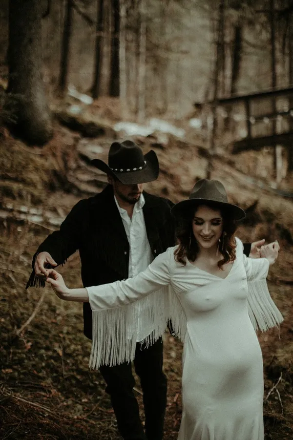 Western Style Wedding Dress With Tassels - Image 6