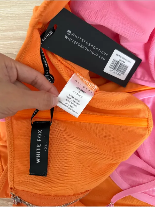 White Fox XL NEW Heavenly Hour Bustier Cami Orange Pink Rave Nightclub - Image 6