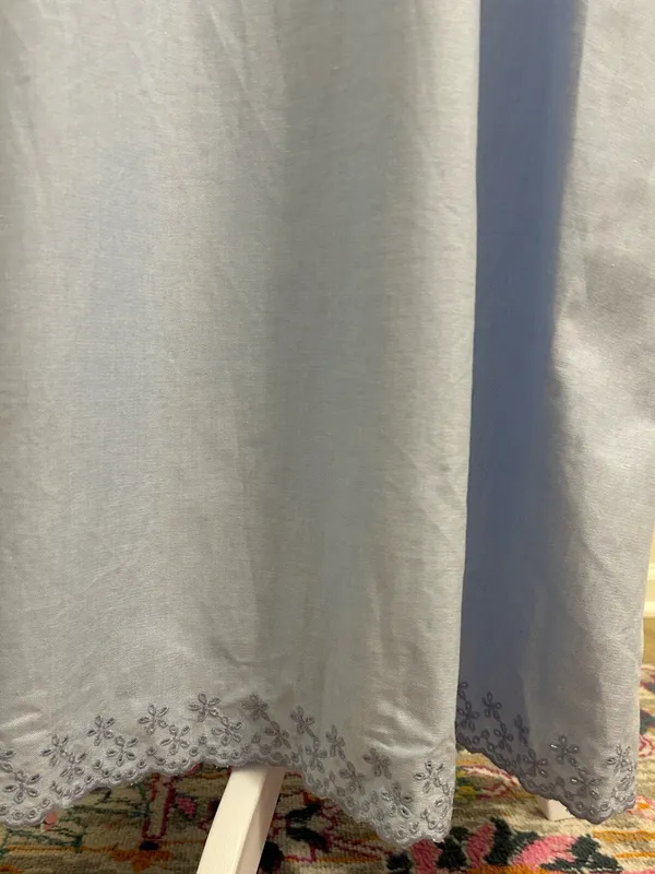 Djerf Avenue Breezy Embroidered Dress Blue Size Medium 100% Orangic Cotton - Image 6