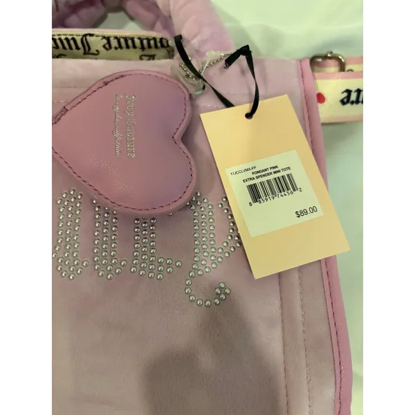 Juicy‎ Couture Extra Spender Mini Tote Fondant Pink Rhinestone Crossbody Bag - Image 6
