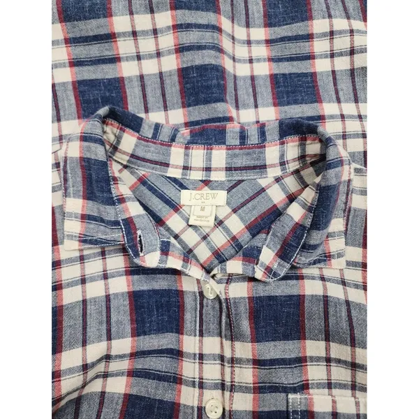 J.Crew Women's Plaid Shirt Homespun Boy Fit Popover Blouse 100% Cotton Size M - Image 13