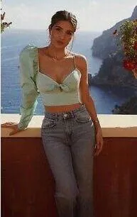 Limited Edition Puff Sleeve One Shoulder Crop Top - Image 2