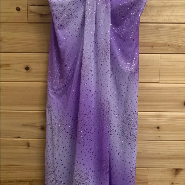 Vintage Y2K Taboo Small Purple Ombre Sparkle Glitter Fairy Whimsigoth Prom Dress - Image 6