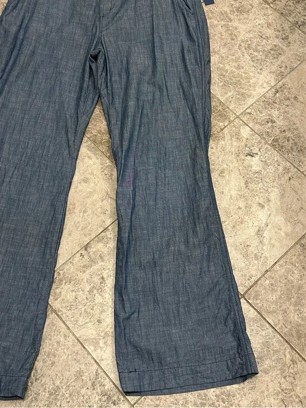 Old Navy Sweetheart Chambray Pant NEW Mid Rise Straight Leg 100% Cotton Size 14 - Image 5