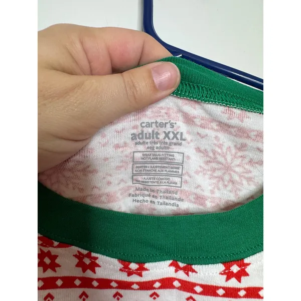 Carter's Pajama Set Adult XXL Red White Fair Isle Excellent Snowflake Holiday - Image 3