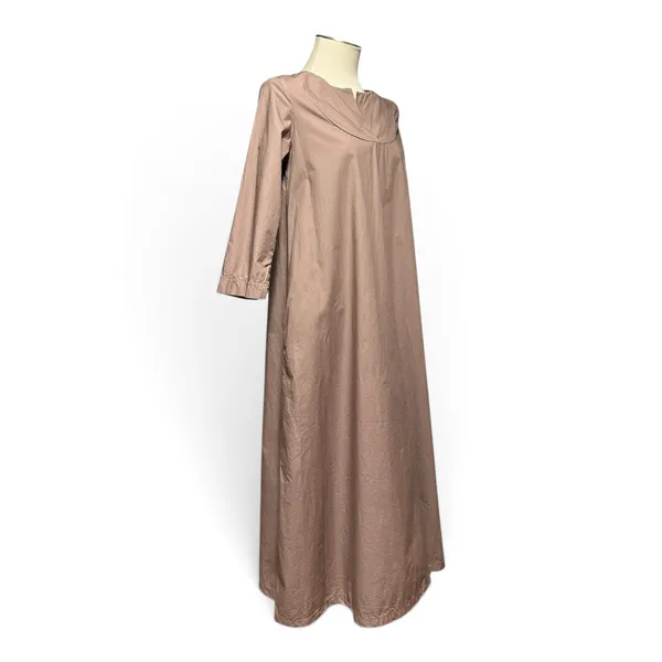Neirami Made in Italy Cotton Poplin 3/4 Sleeve Midi Dress Tortora Brown Small - Image 5