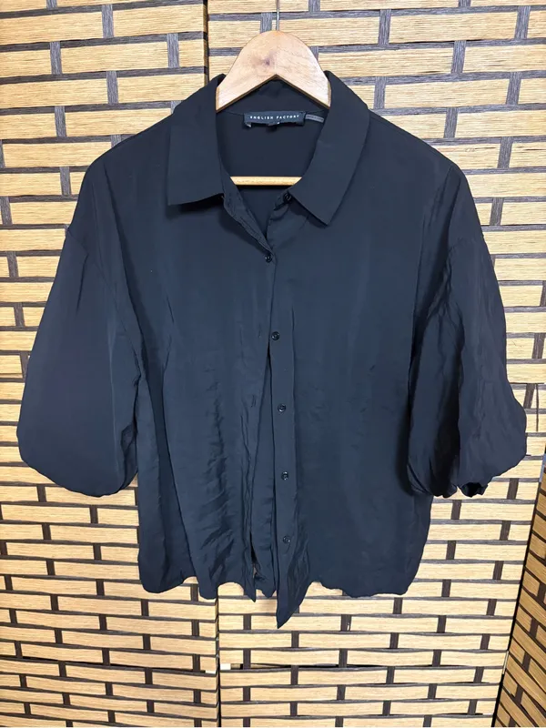 English Factory Black Balloon Sleeve Blouse Size XS - Image 2
