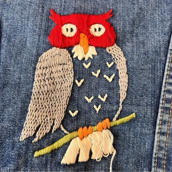 Wrangler Owl Embroidered Jean Trucker Jacket Vintage 70’s - Image 10