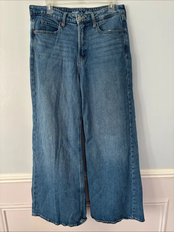 Old Navy Extra High-Rise Super Wide-Leg Jeans Sz 10 Medium Blue Wash Boho - Image 2
