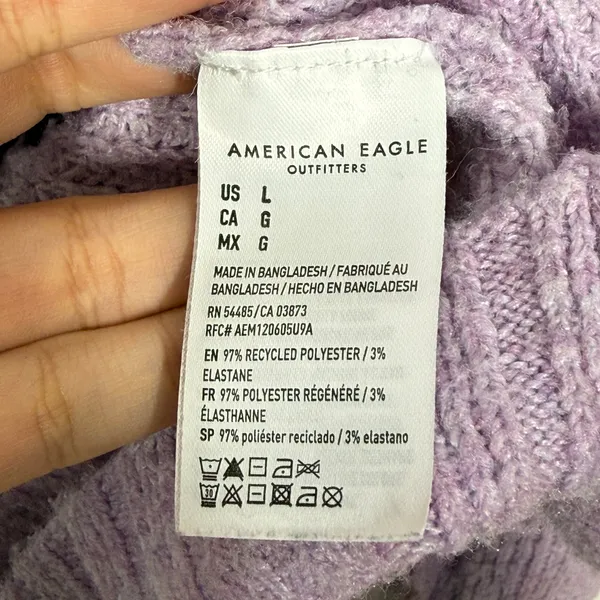 American Eagle Collared Sweater Womens Size Large Purple Knitted Pullover Preppy - Image 10