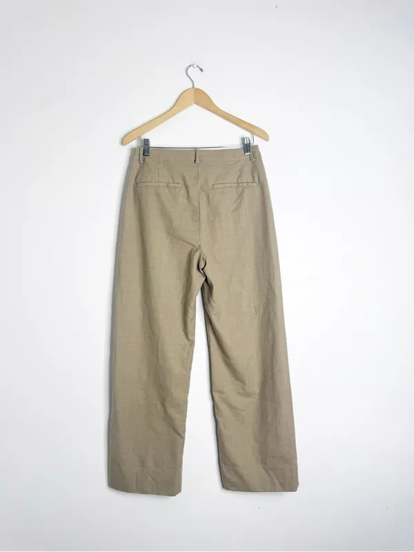 Banana Republic High-Rise Modern Straight Wool Pants Size 8 Khaki - Image 2