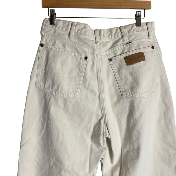 Wrangler World Wide Cream Wide Leg High Rise Western Denim Jeans Size 30x28 - Image 8
