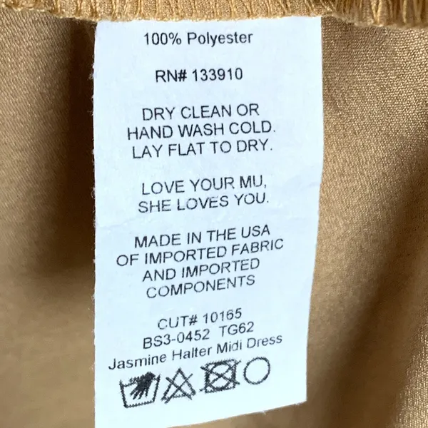 NWT Show‎ Me Your Mumu Jasmine Halter Midi Dress in True Gold Luxe Satin - Image 7