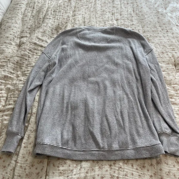 aerie Navy blue and white Waffle Crewneck Sweater - Image 4