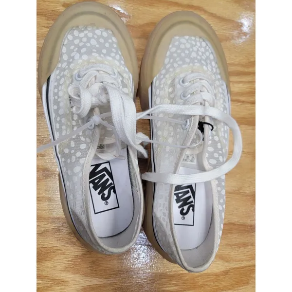 Vans Authentic Skate Athletic Shoes Women's 7.5 White Lace Up Modular Dots S10 - Image 5