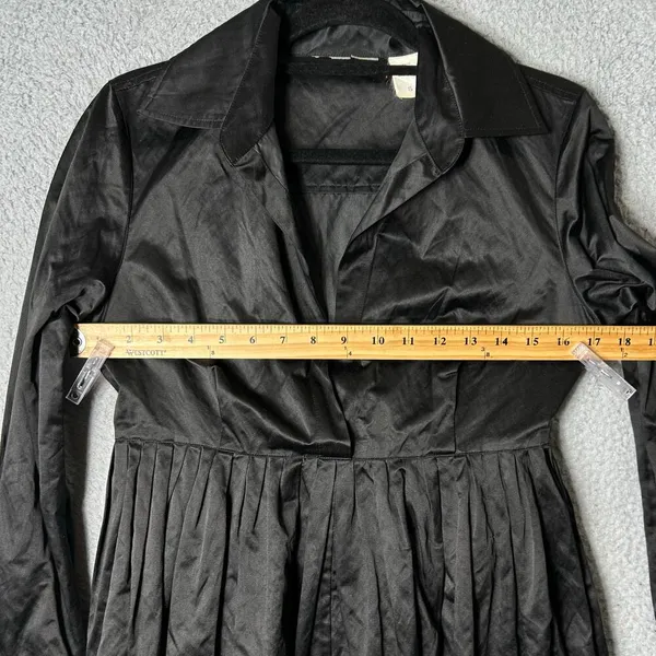 Womens Dress S Black Long Sleeve Collared Witchy Dark Moody Mystical‎ Pleated - Image 7