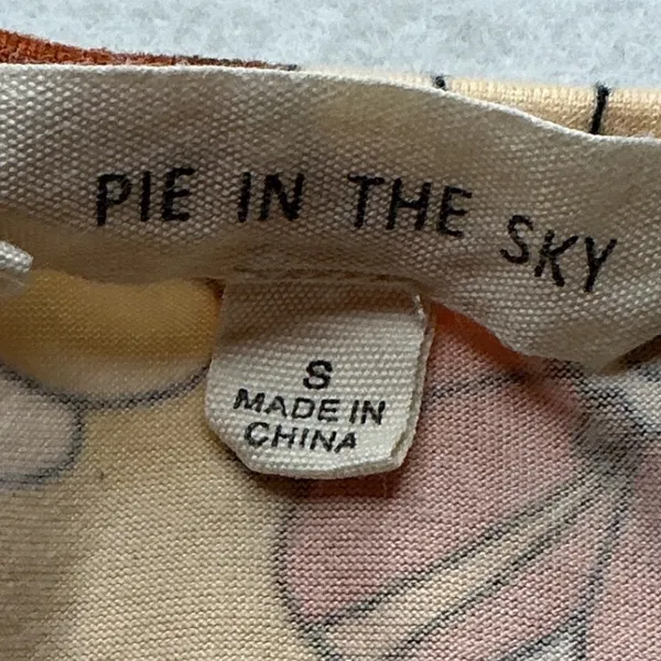 Pie In The Sky Floral Ruched Front Crop Top Womens Small Yellow Retro 70s V-Neck - Image 5