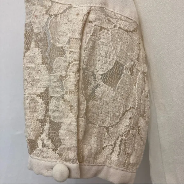Anthropologie Pins and Needles Ivory White Semi-Sheer Lace Tunic Blouse Top XS - Image 9