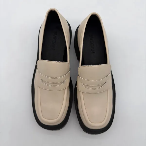Svegan Mask Vegan Leather Platform Lug Chunky Preppy Loafer Cream 38 US 7.5 - Image 5