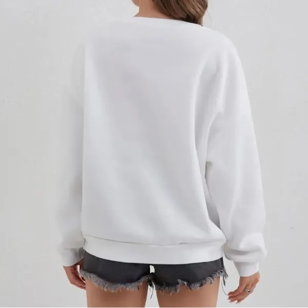 Women’s L/G White Holiday Crewneck Merry Christmas Red Print Unisex Large NEW - Image 2