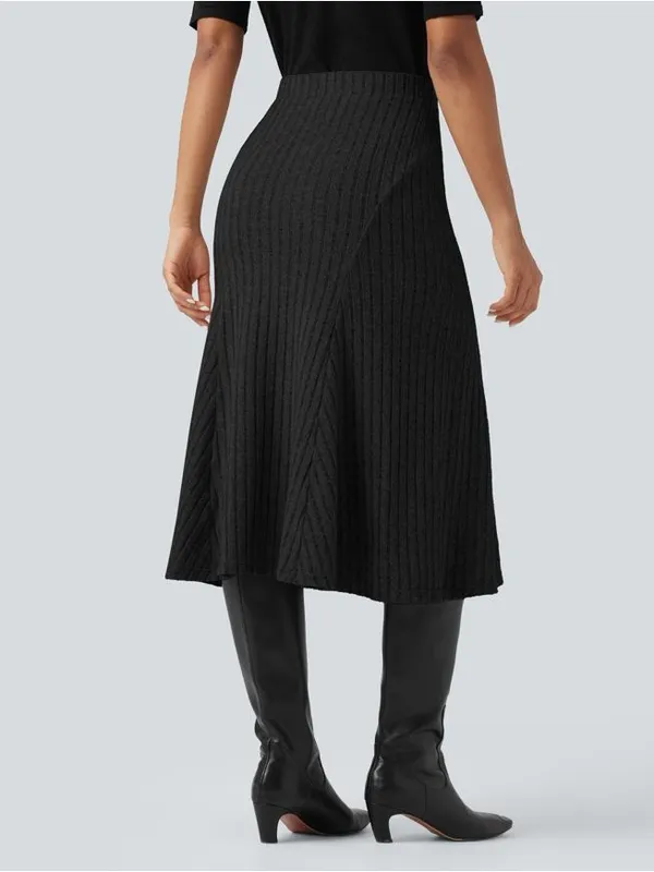 Halara Ribbed Knit Midi Skirt in Black - Image 2