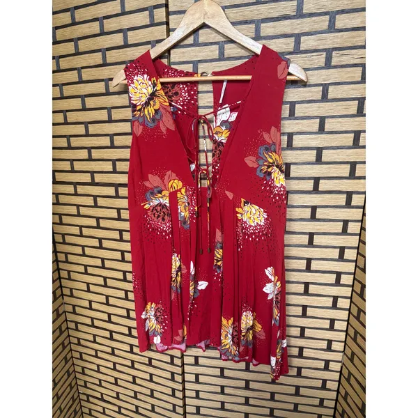 Free‎ People Lovely Day Red Tunic Dress Size Small - Image 3