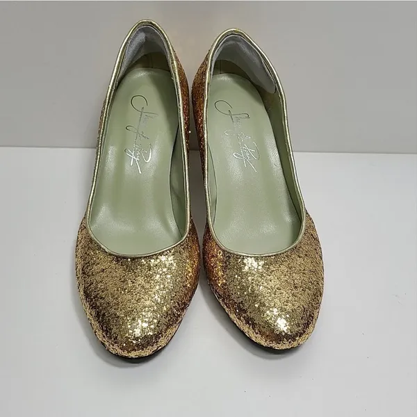 Shoes of Prey Bridal Gold‎ Glitter Pumps Size 35 - Image 4