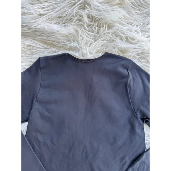 Skims Essential Crew Neck Long Sleeve Bodysuit Onyx Size S/M - Image 4