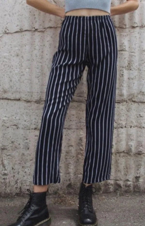 Brandy Melville Striped Blue Navy White Pants Bottoms - Image 8