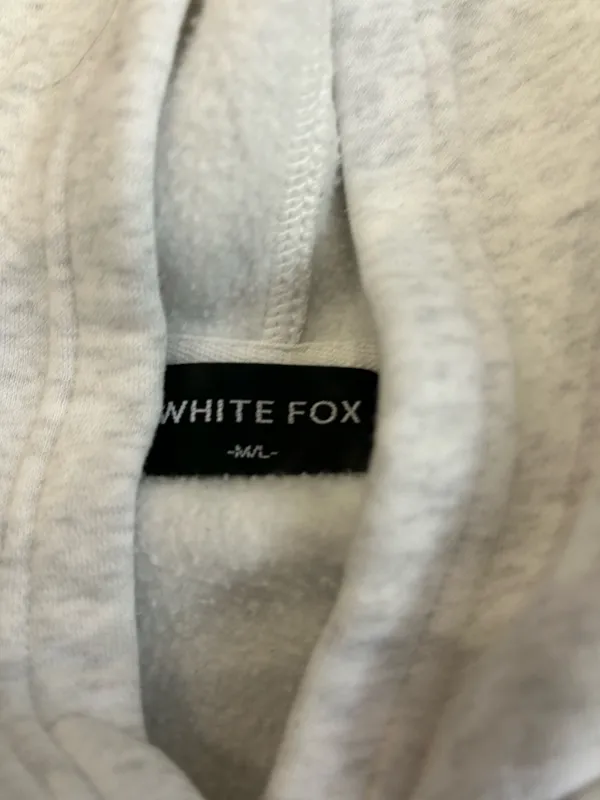 White Fox Offstage Hoodie in Mineral Grey M/L Navy Lettering - Image 5