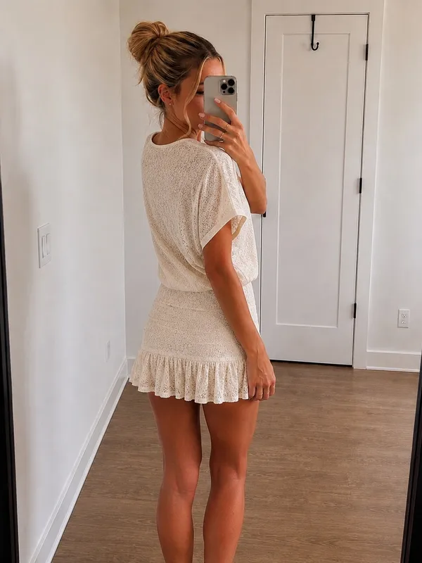 Vintage Cocomo Ivory Lace Dolman Top - Image 3