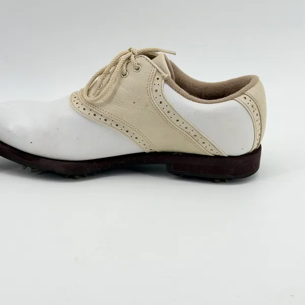 FootJoy 48709 Womens White Tan Leather Saddle Golf‎ Shoes Size 8 M - Image 6