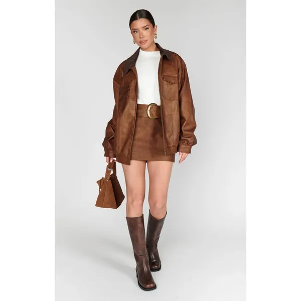 Show Me Your Mumu Maverick Bomber Jacket in Chestnut Brown XSmall New Womens - Image 12
