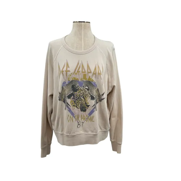 Daydreamer Def‎ Leppard On The Prowl 1987 Sweatshirt Beige Cream Size Medium - Image 3