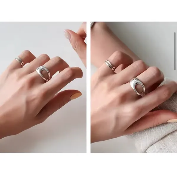 Boutique NEW‎ UNIQUE SILVER ABSTRACT RING, OPEN RING, SILVER ADJUSTABLE RING, UNISEX RING - Image 12