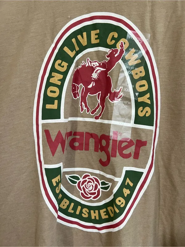 Wrangler Tan Graphic Logo T-Shirt - Image 2