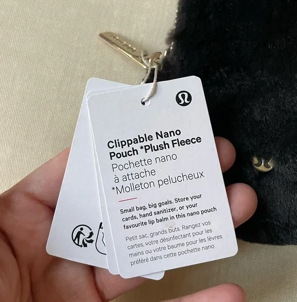 Clippable Nano Pouch *Plush Fleece - Black/Gold - Image 4