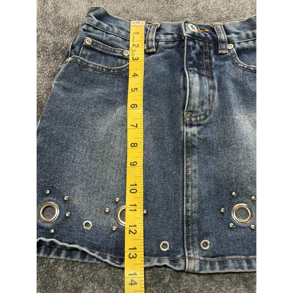 Route 66 Denim Mini Skirt with Raw Hem Size 8 - Image 3