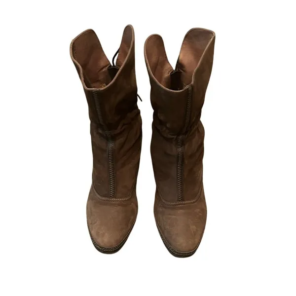 Clarks Artisan Boots Women 7M Brown Excellent Leather Lace Up Corset‎ Block Heel - Image 3