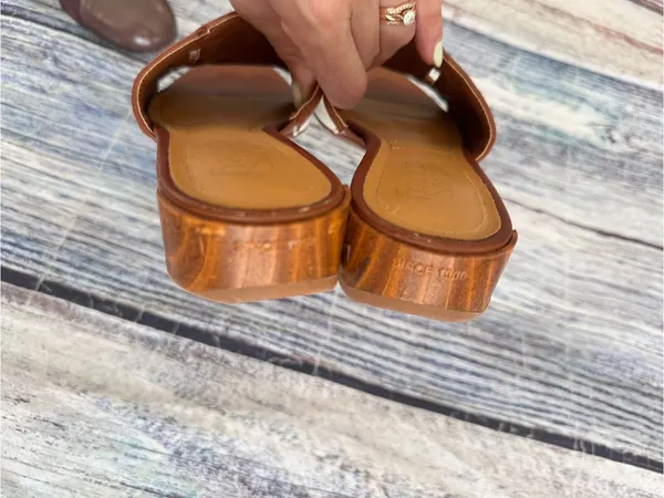 Franco Sarto Brown & Cream Slip-On Sandals - Image 4