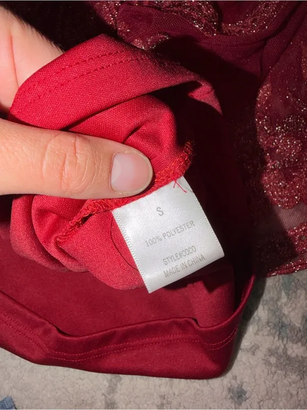 Altar’d State Burgundy Embroidered Lace Cocktail Dress Size Small - Image 3