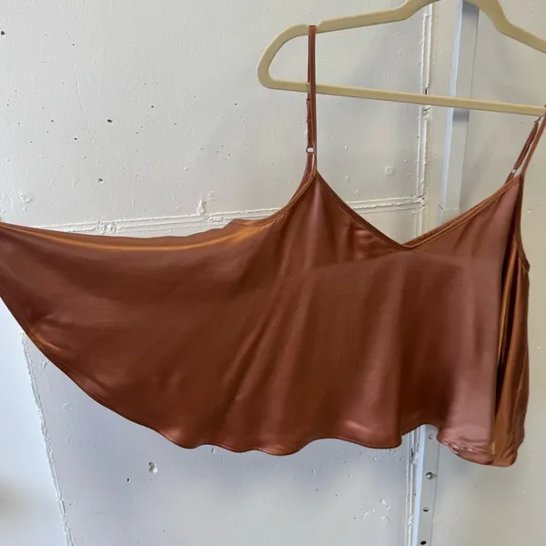 Enza Costa Satin Strappy Satin Swing Style Camisole‎ Bronze Large - Image 5
