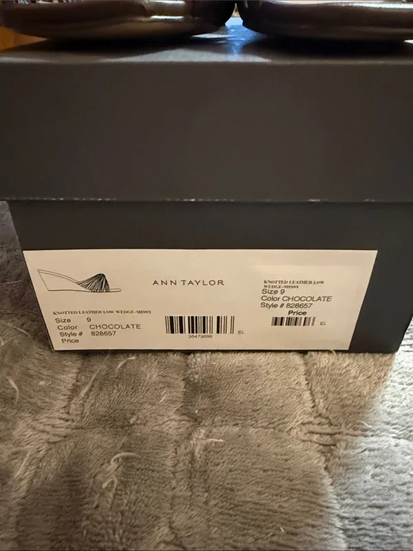 Ann Taylor Brown Knotted Leather Low Wedge Slide Sandals Shoes Mules NIB Size 9 - Image 3