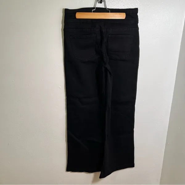 Roswear Women's Sz Medium Wide Leg High Waisted Jeans Black Three Button Stretch - Image 6
