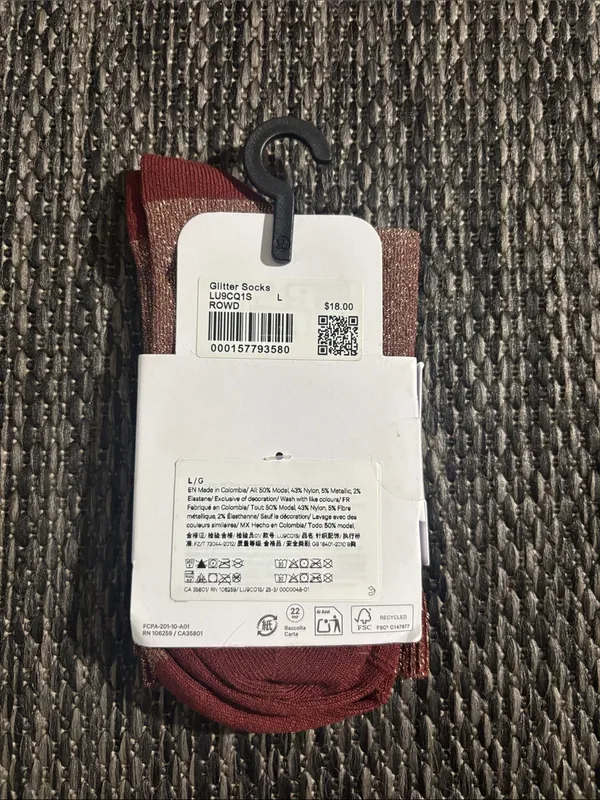 Lululemon Glitter Socks Quarter Length 1 Pair NEW Rockwood - Image 2