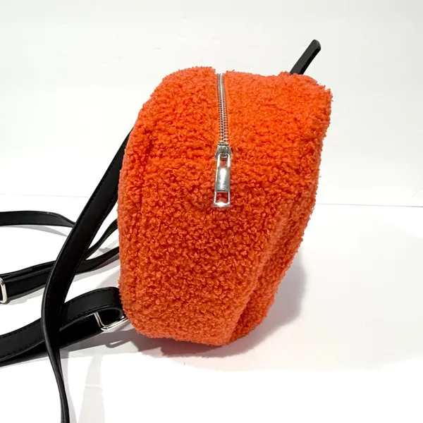Dolls Kill Trickz N' Treatz Lets Get Lit Faux Shearling Pumpkin Backpack - Image 4