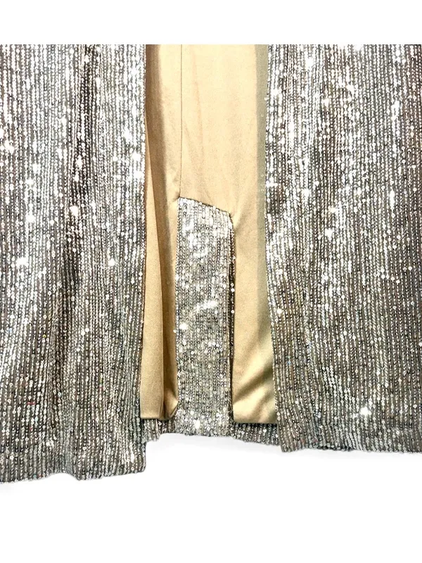 ANTHROPOLOGIE MARE MARE X Women’s Silver Sequin Duster Open Front Jacket Size S - Image 8
